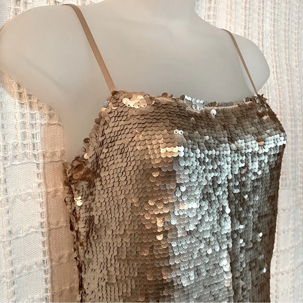 NWT Lulus Top Of The Hour Rose Gold Sequin Mini Dress Pink, Size S - Picture 3 of 6